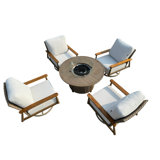 Ensemble de 5 sièges d'extérieur en osier pour patio avec coussins