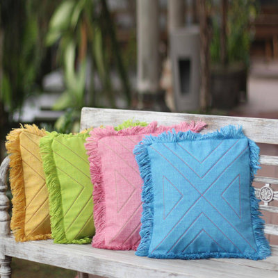 Ruffled Cotton Pillow Cover