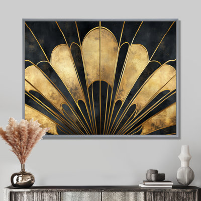 Toile géométrique dorée, art mural Art déco, Timée