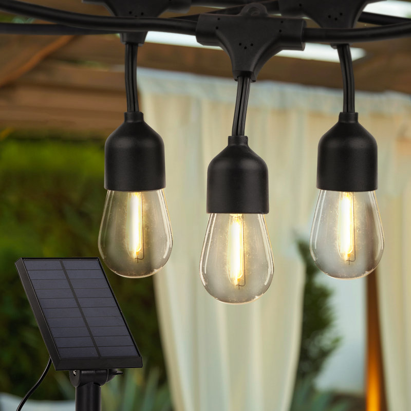 48 ft Warm White Solar Powered Outdoor LED String Lights