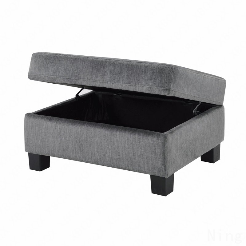 Canapé modulaire Canapé modulaire rembourré en chenille de 111,8 po avec repose-pieds de rangement mobile pour salon, gris foncé