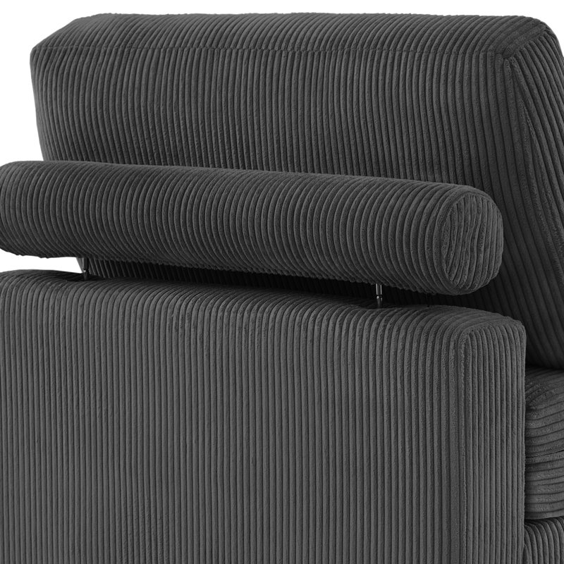 Fauteuil d'appoint sans accoudoirs en velours côtelé Milbrey, Gris, Velours côtelé