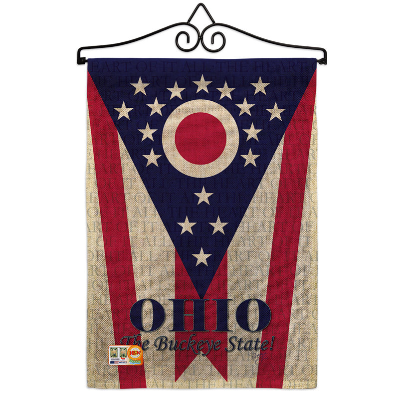 En toile jute 2 côtés de l’ohio, 19 po x l 13 po drapeau de jardin