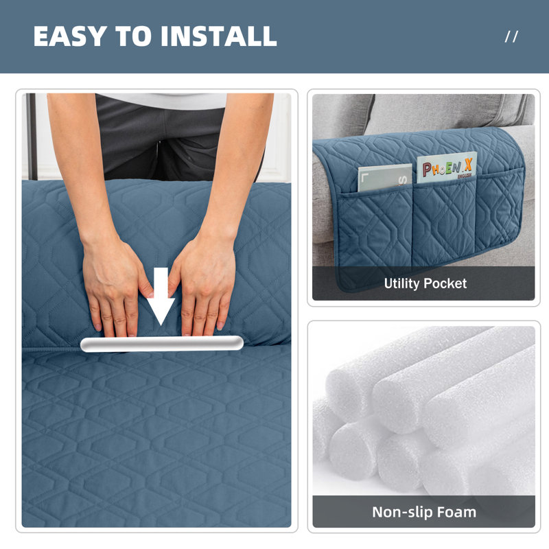 Housse pour coussin carré (3 pièces), Mélange de polyester bleu
