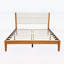 Structure de lit plateforme Mid-Century moderne avec tête de lit tapissier, support à lattes de bois, aucun sommier requis, assemblage facile, très grand lit, brun-79130957-79130958