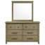 Commode 6 tiroirs en chêne avec miroir