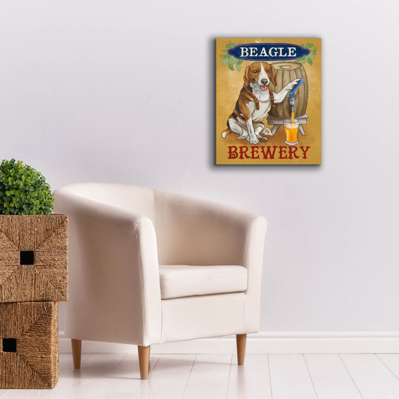 «Beer Dogs 4» par Mary Urban, art mural sur toile, H 24 po x l 20 po x P 0,75 po