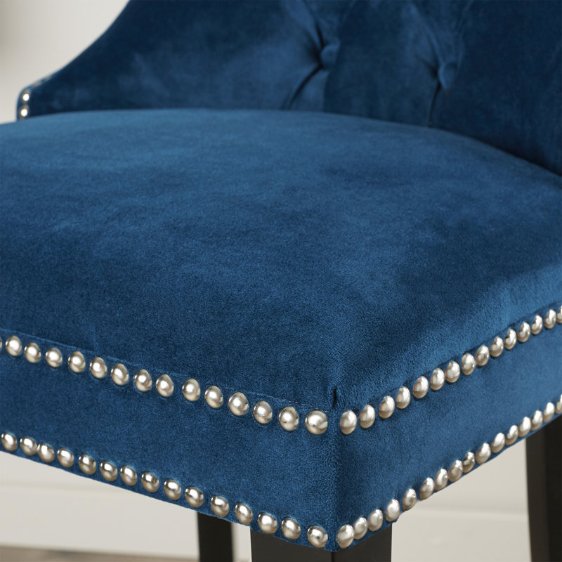 Mejia Upholstered Counter Stool with Solid Wood Frame, Cambridge Blue