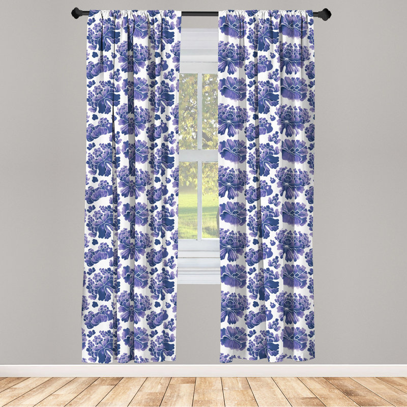 Floral Semi-Sheer Rod Pocket Curtain Panels, 28" W x 63" L