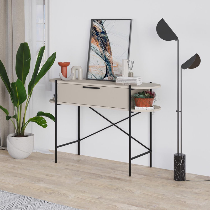 Otis 130cm 1 Drawer 2 Shelf Console Table, Grey