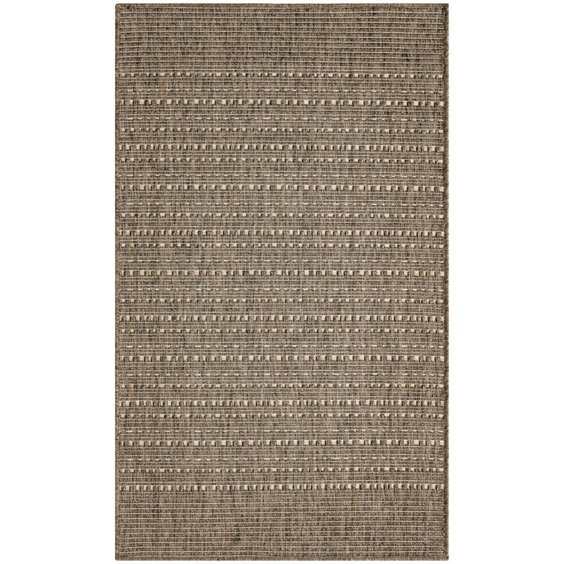 Tulum Striped Indoor/Outdoor Area Rug, Rectangle 4' x 6', Brown