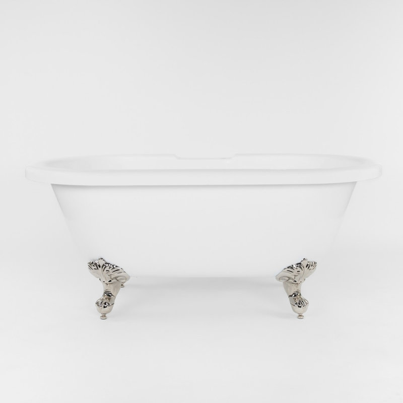 Windsor 60.5'' x 30'' Freestanding Soaking Acrylic Bathtub, Polished Nickel
