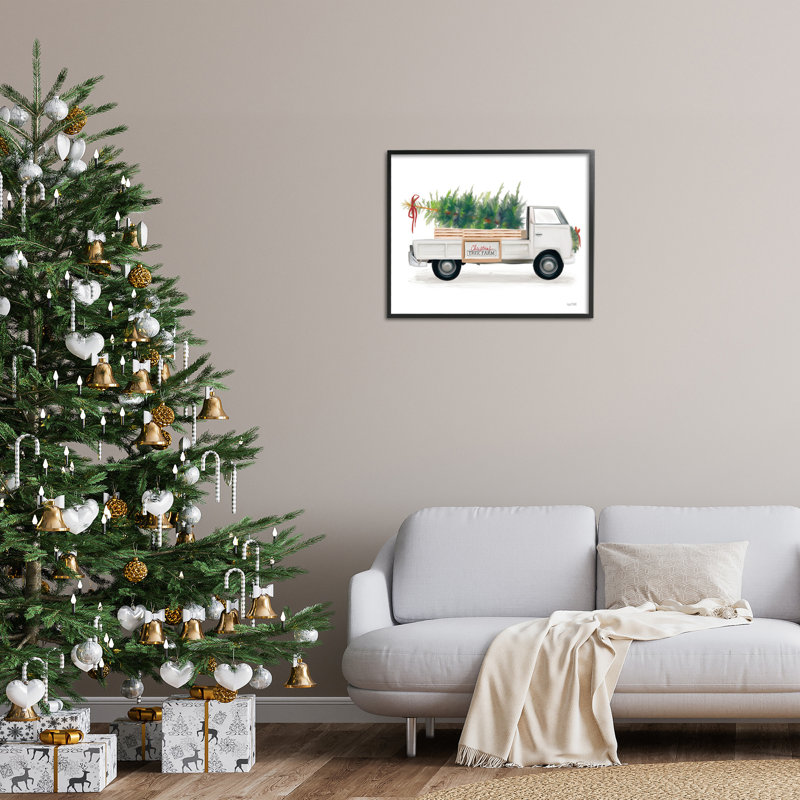 «Christmas Tree Farm Truck Simple Frame» par House Fenway sur, Giclée encadrée noir minuit, H 24 po x l 30 po