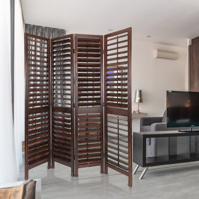 West Brookfield 72" W x 84" H 4 - Panel Folding Room Divider by Rosecliff Heights