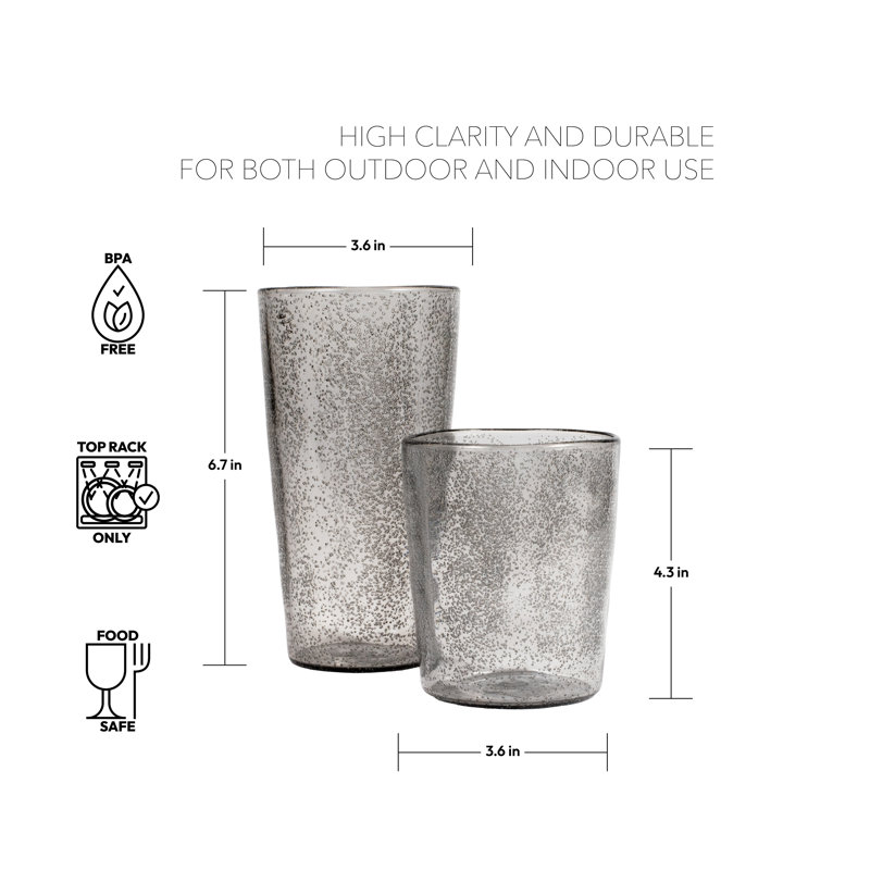Jerika 17oz. Acrylic Drinking Glass Set, Gray