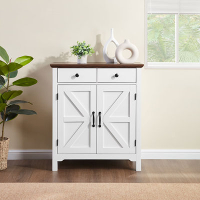 White Storage Cabinet With 2 Doors, Modern Buffet Sideboard Cabinet With Storage