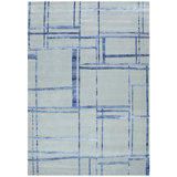 Hand Knotted Patchwork Area Rug in Blue