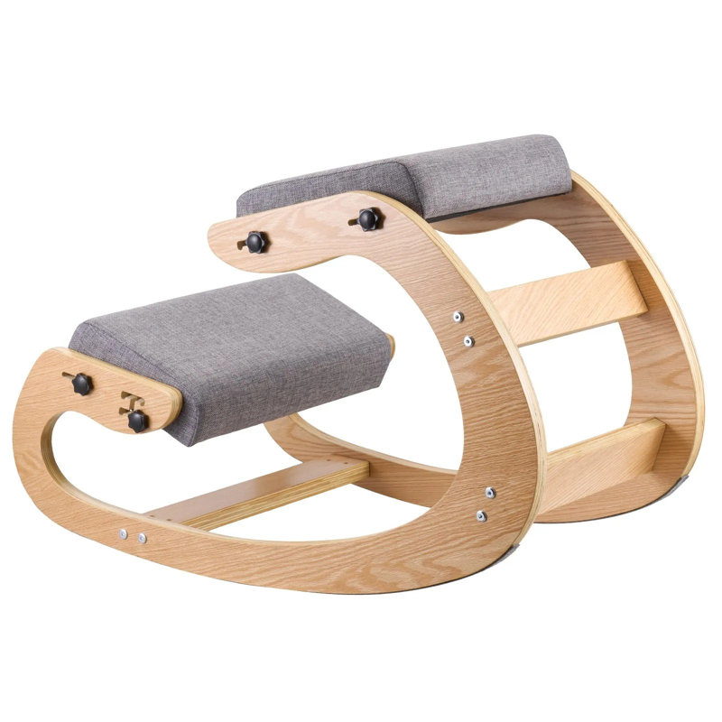 Adjustable Height Ergonomic Stool, Natural, Grey