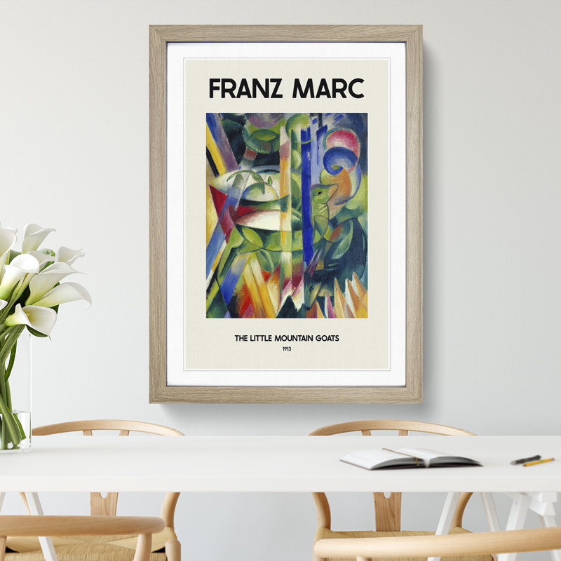 The Little Mountain Goats by Franz Marc - Picture Frame Painting, Oak Framed, 36cm H x 27cm W x 2cm D