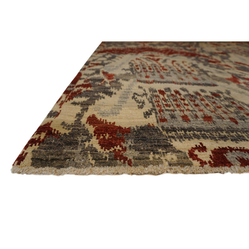 Jazz Handmade Wool Ikat and Damask Area Rug, Rectangle 9' x 12'