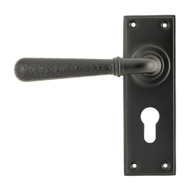 Hammered Newbury Lock Door Handle, Aged Bronze