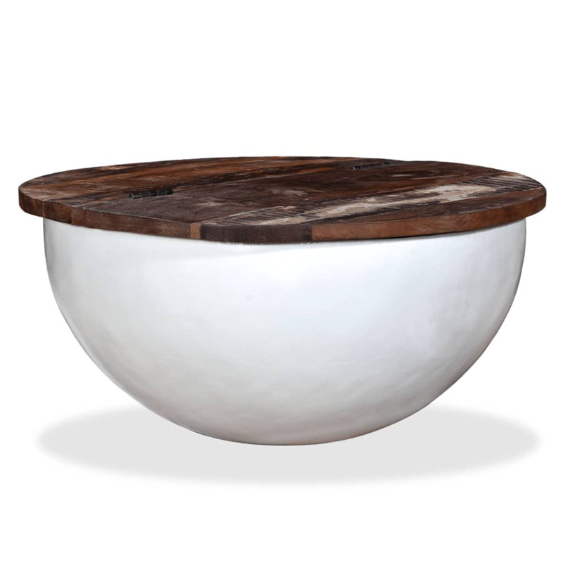 Table basse simple avec rangement Chatteris, Marron foncé, Blanc