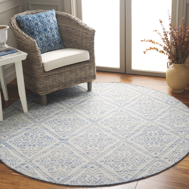 Joce Hand Woven Wool Geometric Rug, Round 6'