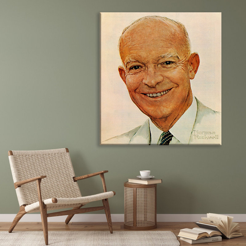 «Dwight D. Eisenhower» par Norman Rockwell, toile tendue avec châssis, H 40 po x l 28 po