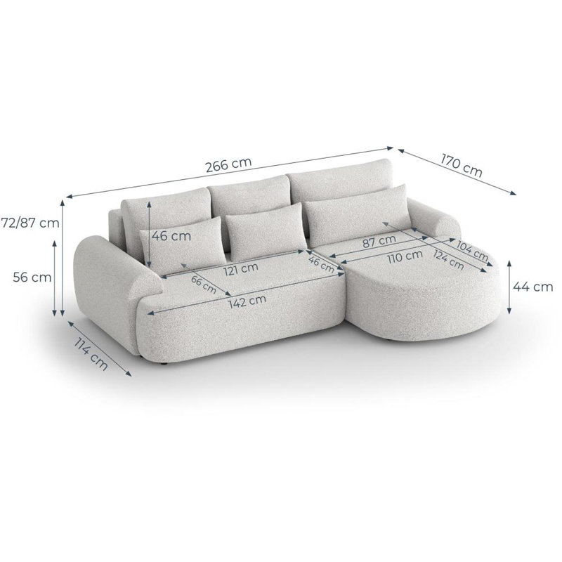Cyani 4 Seater Sofa Bed, Graphite, Left Hand Facing