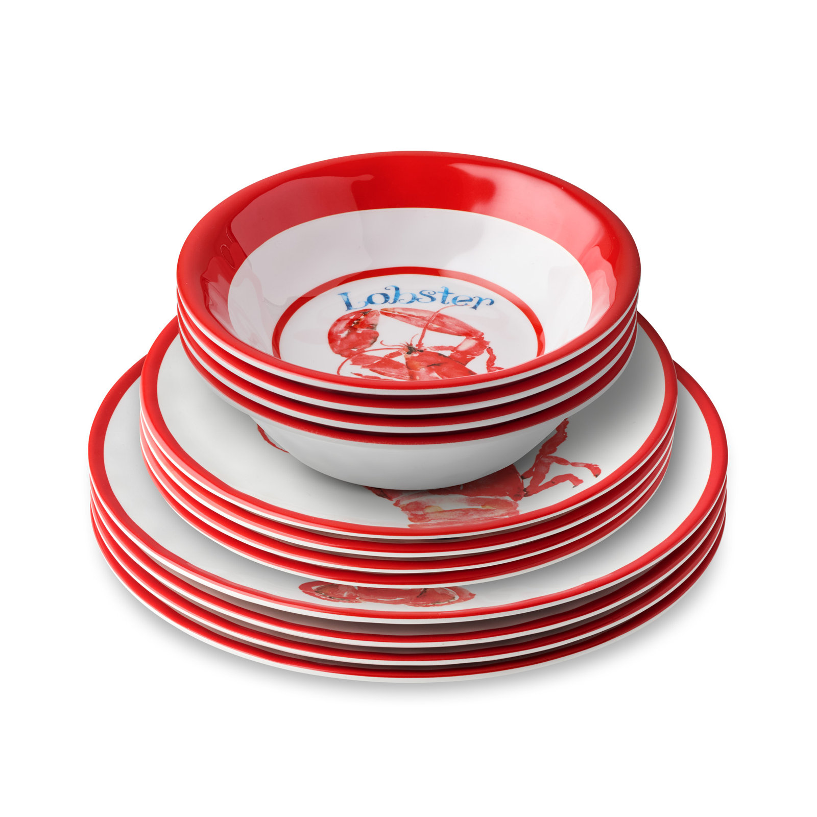 Dinnerware Set Beach House Lobster 12PC Melamine - Thumbnail 4