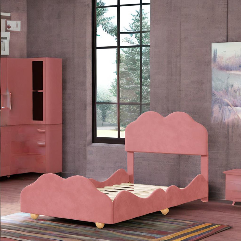 Lit plateforme 39,5 po Naylani, Lit simple, Rose foncé