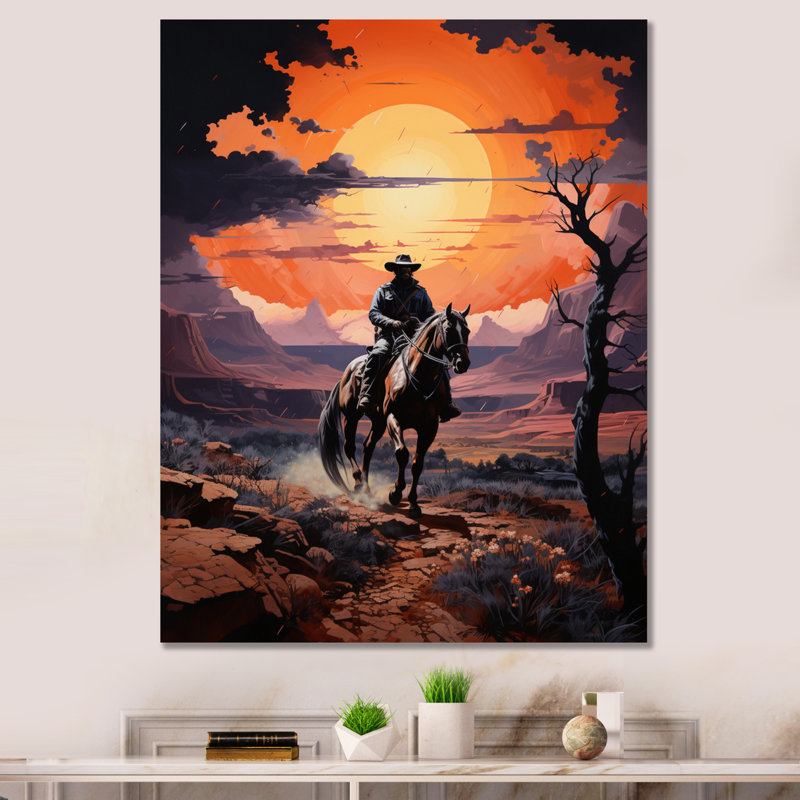 Western Cowboy Rugged, reproduction sur toile encadrée, Toile tendue, H 32 po x l 16 po x P 1 po