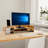 Solid Wood Desk Organizer Set Computer Monitor Stand with Lockable Drawer