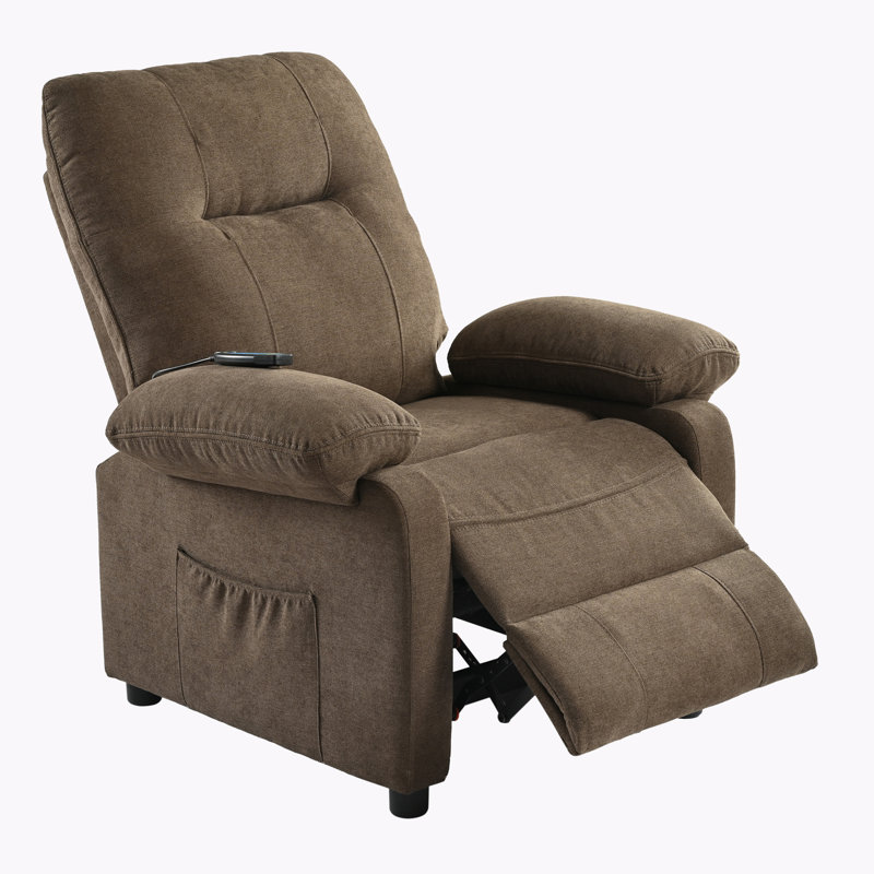 Chenille Fabric Recliner Chair with 8-Point Massage & Heating,Remote Control & Side Storage Pockets, Brown