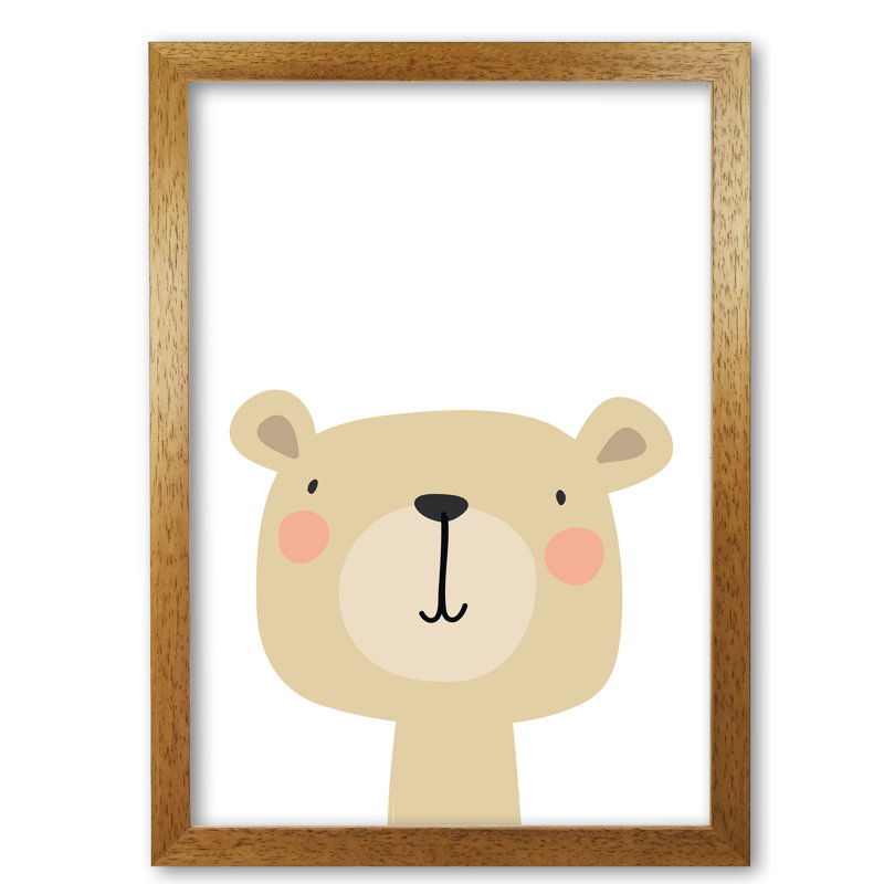 Bear - Painting, 85 cm H x 60 cm W x 5 cm D, Honey Oak Frame