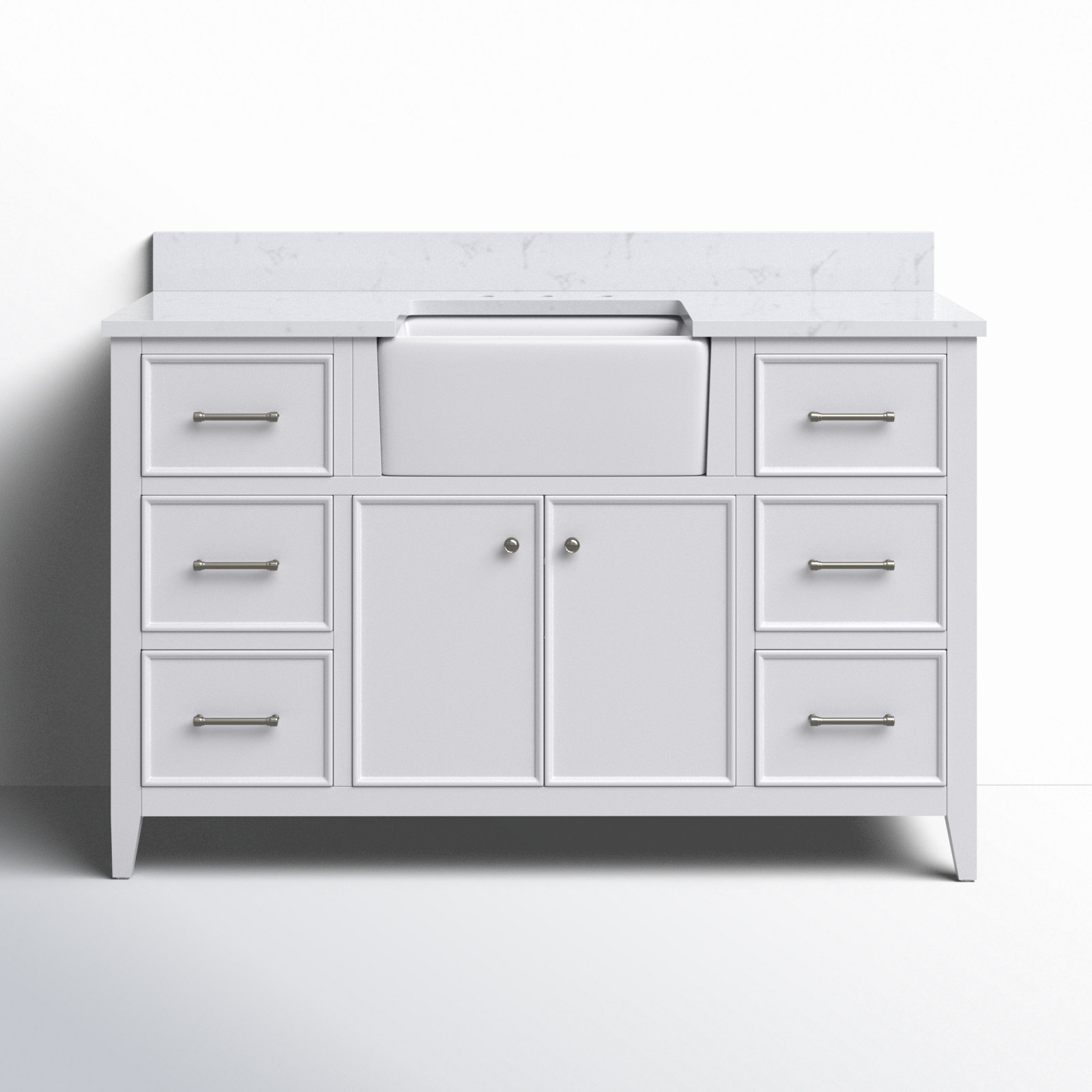 Aisa 54" Single Bathroom Vanity, White/Brushed Nickel