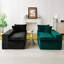 Green&Black Turtle Velvet Double Chaise Lounge Multifunctional Lazy Sofa-267142287