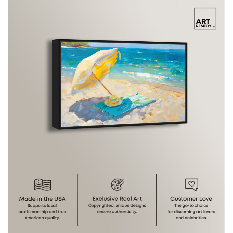 Morning Beach View Coastal Canvas Print with Black Frame