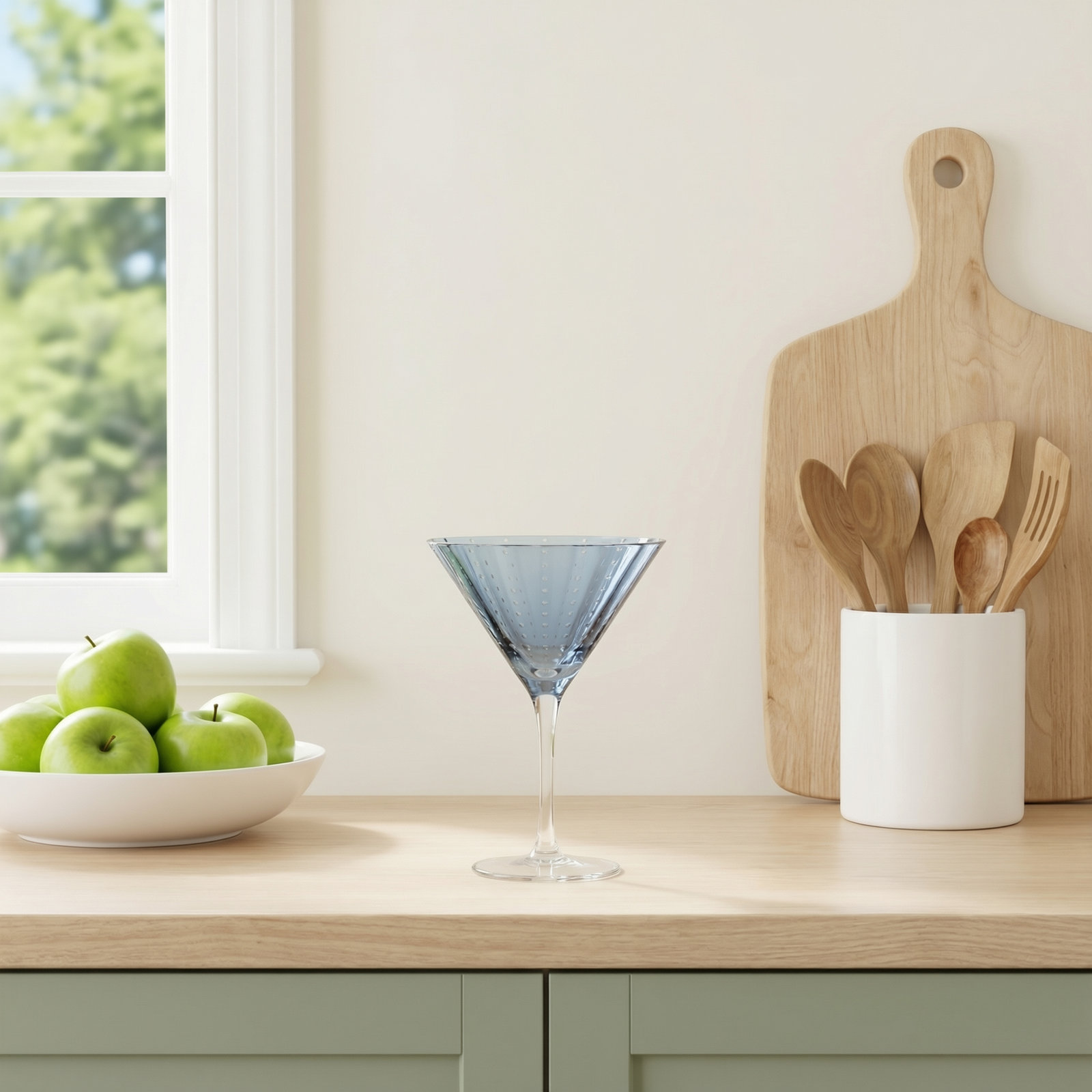 Jamesena Ribbed Martini Glass, Navy Blue