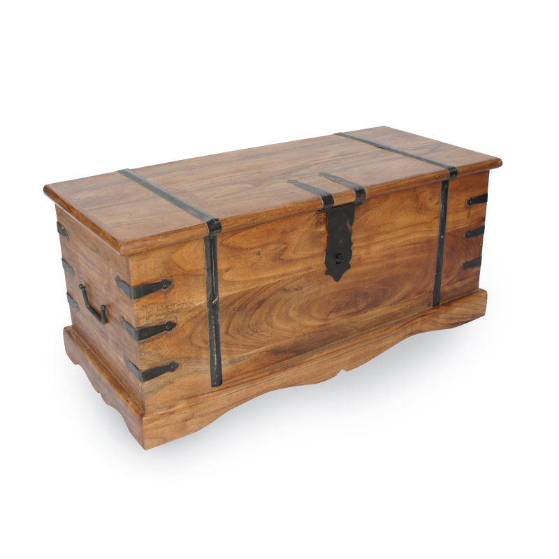 Hamdan Solid Wood Block Coffee Table with Storage