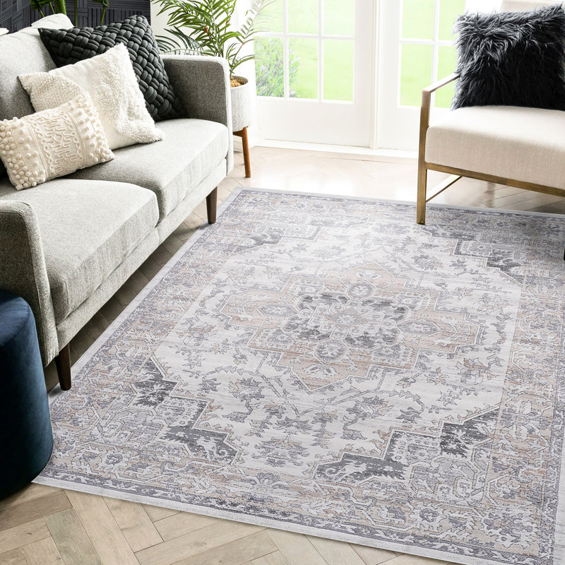 Tapis 5 x 7 tissé et tissé - doux et confortable, sans perte de teinture, teinture pour chambre à coucher facile à nettoyer, bureau