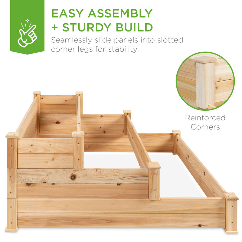 Acorn Brown 3-Tier Fir Wood Raised Garden Bed Planter