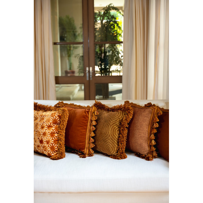 Housse et insert de coussin décoratif carré Sundown Scene, Amande