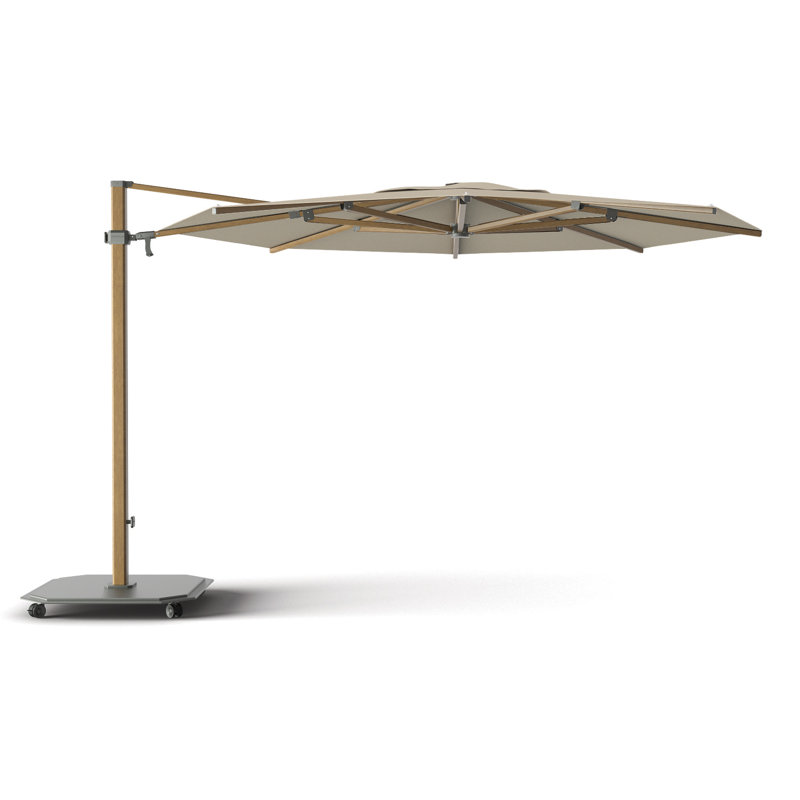 192'' W Sunbrella® Cantilever Umbrella, Canvas Heather Beige Sunbrella® Canvas, Charcoal, Alu Teak