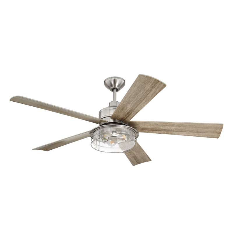 Garrick 56'' Ceiling Fan with Light Kit, Brushed Polished Nickel