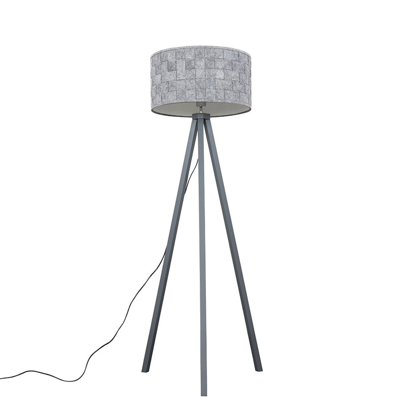 Mejias 149cm Wood Tripod Floor Lamp, Included, Black Wood Base
