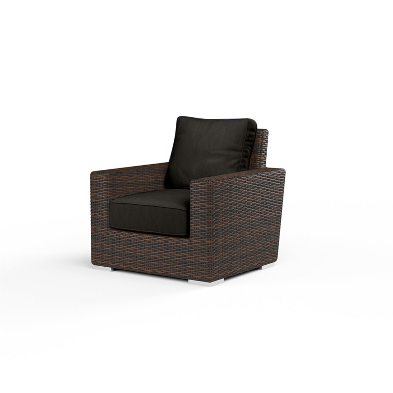 Parris Patio Chair with Sunbrella® Cushion, Brown, Spectrum Carbon Sunbrella® Plainweave