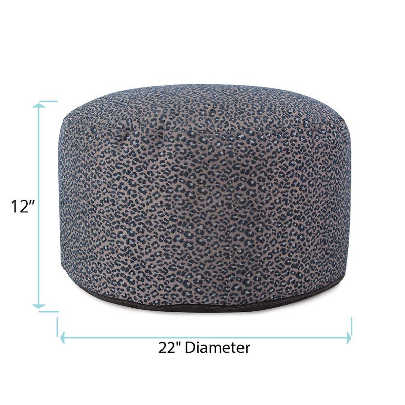 Upholstered Pouf, Lynx Indigo Polyester