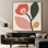 Très grand art mural imprimé floral minimaliste en rose et vert doux pour le salon ou la chambre à coucher - "Assemblage requis du cadre (cadre non fini)"