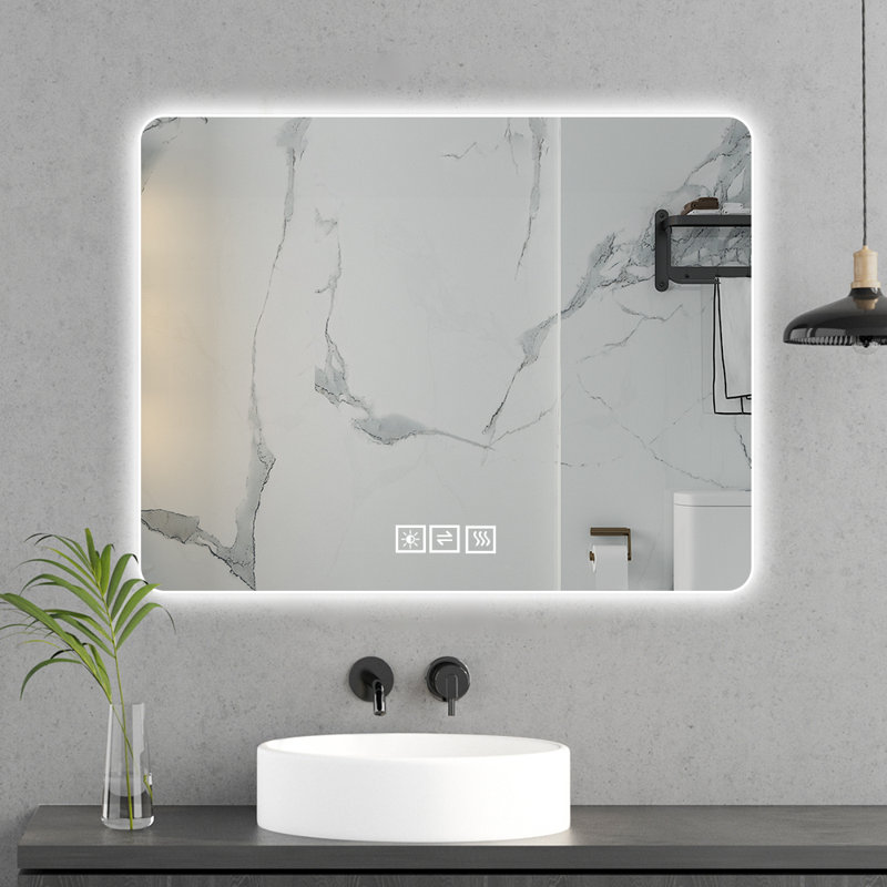 Miroir de salle de bain 24 po x 40 po de qualité supérieure: polyvalent et réglable, sécuritaire et durable, avec gradation à trois tons, fenêtre arrière chauffante et fonction de suspension flexible